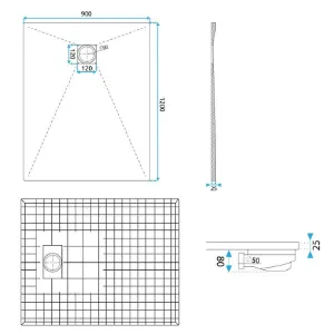 Obrazek Brodzik prostokątny Magnum Grey 90x120x2,5 Rea K4108