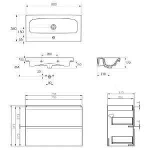 Obrazek Zestaw szafka z umywalką Moduo Slim 80 biały