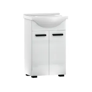 Obrazek Zestaw szafka z umywalką Plain 50 2D nogi biały