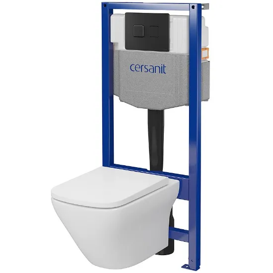 Obrazek Zestaw podtynkowy Larga SQ B955 przycisk czarny mat kwadrat