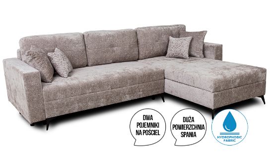 Obrazek Narożnik z dwoma pojemnikami na pościel Foster Lux beżowy