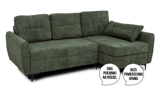 Obrazek Narożnik z funkcją spania Focus LUX lewy zielony