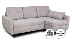 Obrazek Narożnik z funkcją spania Focus LUX lewy beż