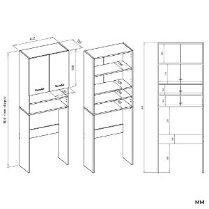 Obrazek Szafka na pralkę Zara DK antracyt/biały