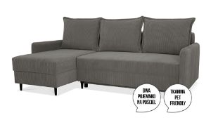 Obrazek Narożnik z funkcją spania Cord popielaty