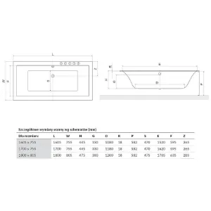 Obrazek Wanna Pryzmat Slim 180x80