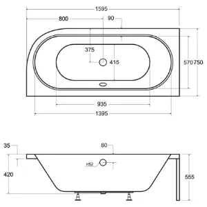 Obrazek Wanna Avita 160/75 L+nogi