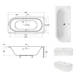 Obrazek Wanna Avita 180/80 L ze stelażem