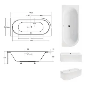 Obrazek Wanna Avita 180/80 P ze stelażem