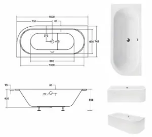 Obrazek Wanna Avita slim 150/75 L+nogi