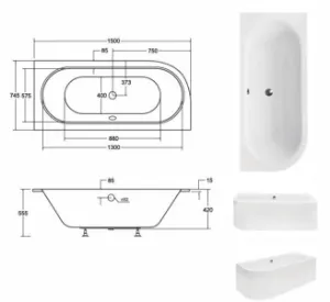 Obrazek Wanna Avita slim 150/75 P+nogi