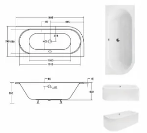 Obrazek Wanna Avita slim 170/75 P+nogi