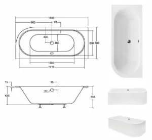 Obrazek Wanna Avita slim 180/80 L+nogi
