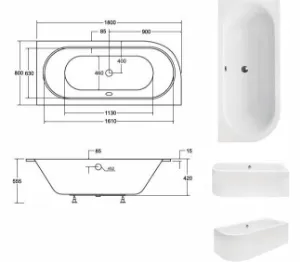Obrazek Wanna Avita slim 180/80 P+nogi
