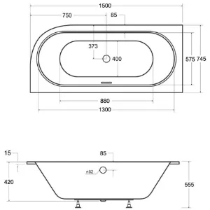 Obrazek Wanna Avita Slim+150/75l+nogi