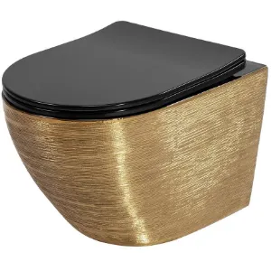 Obrazek Miska WC Carlo Mini Riml duroplast/Flat/Zm Brush Gold/Black