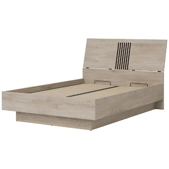 Obrazek Łóżko ze stelażem i pojemnikiem Mati 140x200 Mi18 Dąb Crem/Czarny