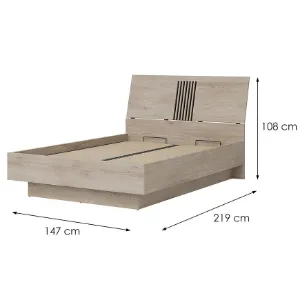 Obrazek Łóżko ze stelażem i pojemnikiem Mati 140x200 Mi18 Dąb Crem/Czarny