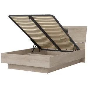 Obrazek Łóżko ze stelażem i pojemnikiem Mati 140x200 Mi18 Dąb Crem/Czarny