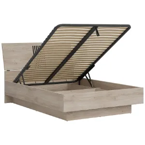 Obrazek Łóżko ze stelażem i pojemnikiem Mati 140x200 Mi18 Dąb Crem/Czarny