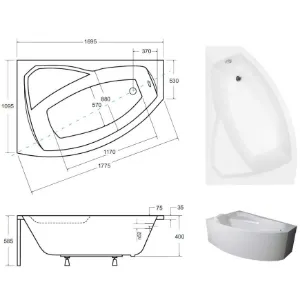 Obrazek Wanna Rima 170/110 lewa + nogi