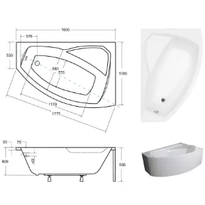 Obrazek Wanna Rima 170/110 prawa + nogi