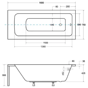 Obrazek Wanna Talia 160/75+nogi