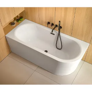 Obrazek Wanna wolnostojąca narożna Avita A-Line 170/75 P + syfon klik-klak złoty z przelewem slim