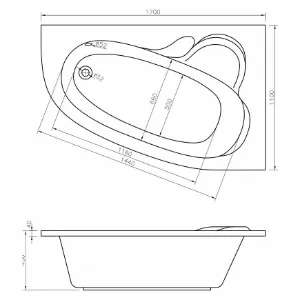 Obrazek Wanna z hydromasażem Madura 170/110 P 12DW+10DP sterowanie pneumatyczne