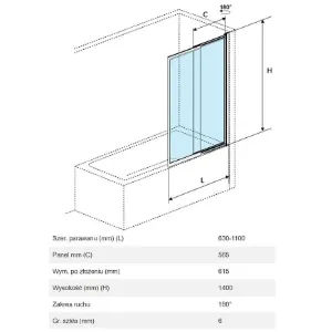 Obrazek Parawan LINER czarny profil kaex.2930.1100.lp