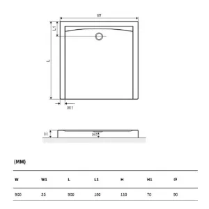 Obrazek Brodzik Forma Compakt 900X900X110 BREX.FOR09WHC
