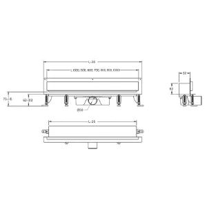 Obrazek Odpływ liniowy ścienny do zabudowy płytkami 800 OSP80SET