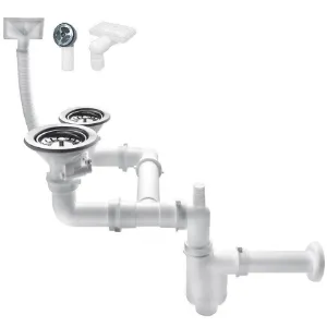 Obrazek Syfon zlewozmywakowy 1,5 lub 2-komorowy, podejście do pralki, zmywarki