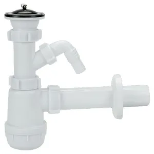 Obrazek Syfon zlewowy Fi 50 butelkowy 1-komora metalowe sitko wyjście pralka/zmywarka 1231