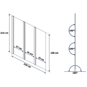 Obrazek Parawan wannowy Agat 120x140 chrom