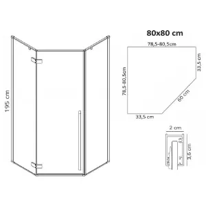 Obrazek Kabina prysznicowa Diamond Rea K6900 80x80x195 black