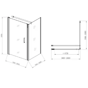 Obrazek Kabina prysznicowa Atena 100x100x190 czyste-chrom