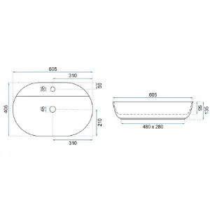 Obrazek Umywalka nablatowa Aura 61