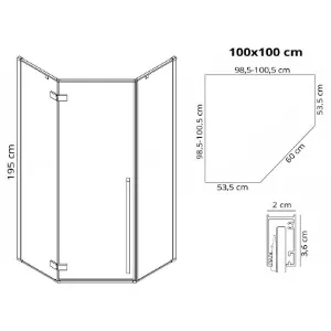 Obrazek Kabina prysznicowa Diamond Rea K5623 100x100x195 black