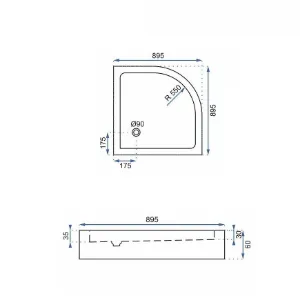 Obrazek BRODZIK PÓŁOKRĄGŁY LOOK WHITE 90X90 K7907