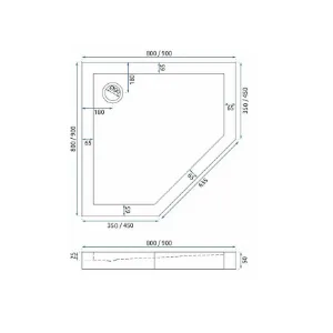 Obrazek BRODZIK PIĘCIOKĄTNY DIAMOND WHITE 80X80X5 K8544