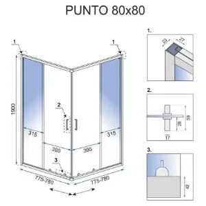 Obrazek Kabina prysznicowa Punto Rea K4800 80x80x190 black
