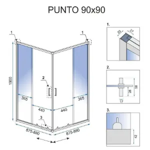 Obrazek Kabina prysznicowa Punto Rea K4801 90x90x190 black