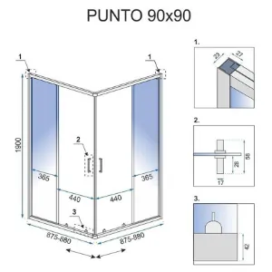 Obrazek Kabina prysznicowa Punto Rea K0867 90x90x190 chrom