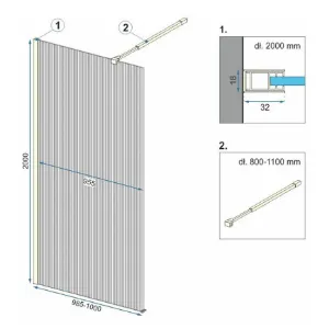 Obrazek Ścianka Walk-in Aero Intimo Rea K4121 100x200 black