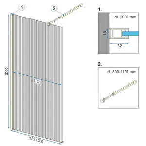 Obrazek Ścianka Walk-in Aero Intimo Rea K4122 120x200 black