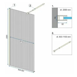Obrazek Ścianka Walk-in Aero Intimo Rea K4123 90x200 black
