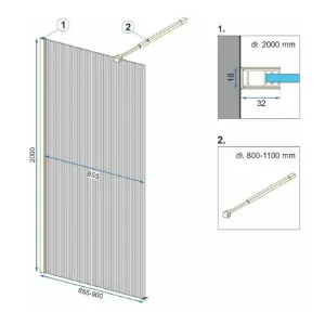 Obrazek Ścianka Walk-in Aero Intimo Rea K4124 90x200 gold brush