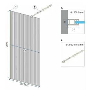 Obrazek Ścianka Walk-in Aero Intimo Rea K4126 100x200 gold brush