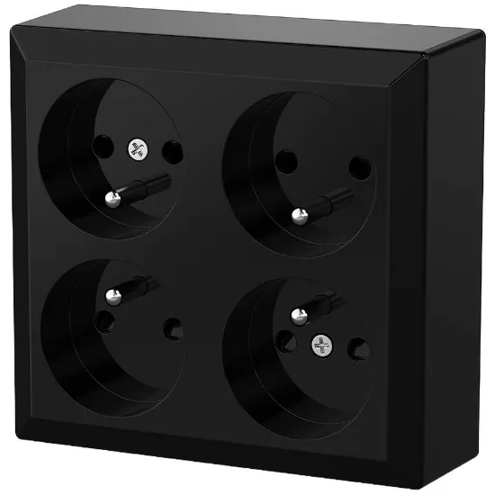 Obrazek Gniazdo poczwórne Z/U GAO black 20467